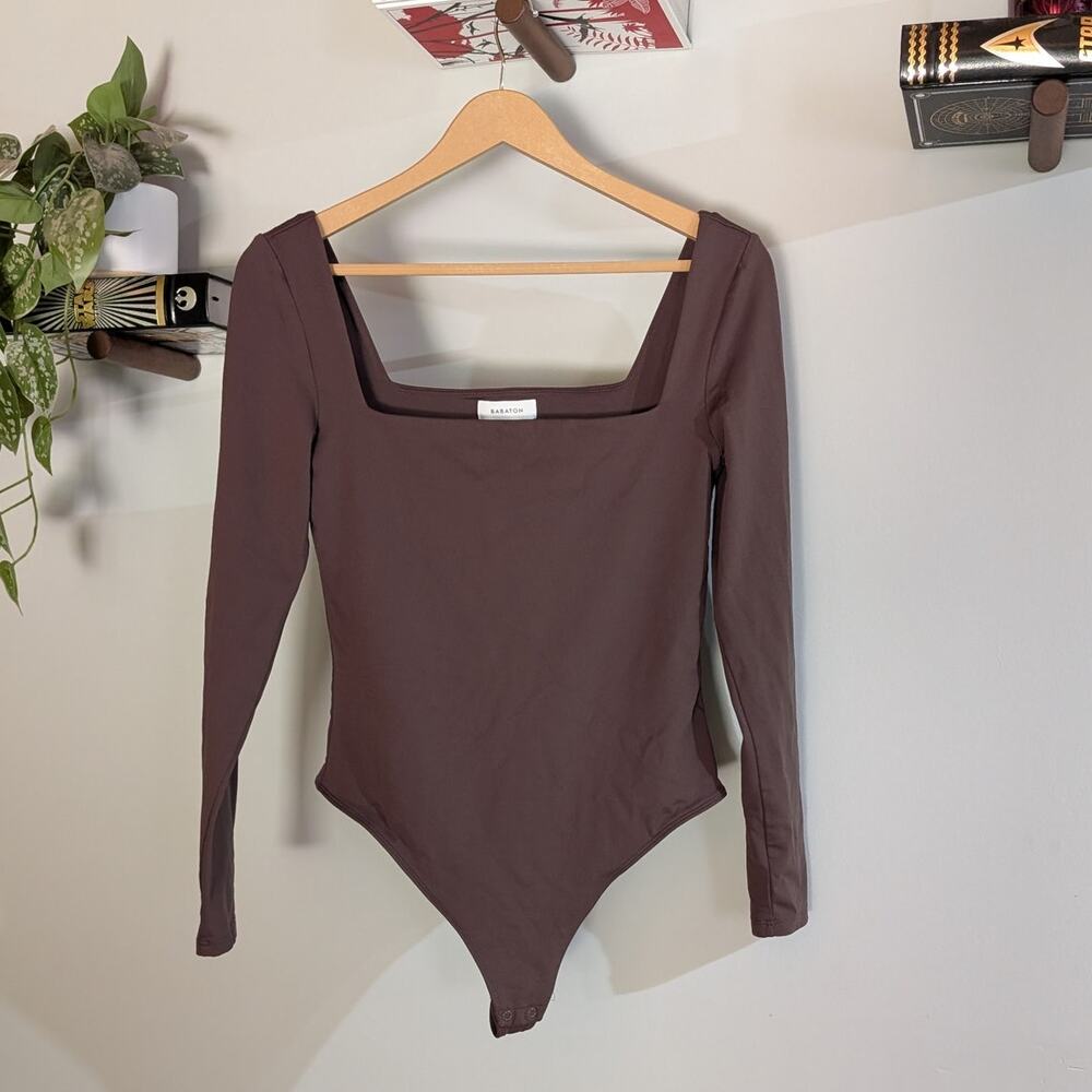 Babaton by Aritzia | Long Sleeve Square Neck Bodysuit Brown | Size L